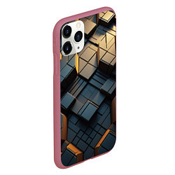 Чехол iPhone 11 Pro матовый Объемные кубы, цвет: 3D-малиновый — фото 2