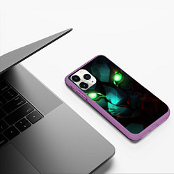 Чехол iPhone 11 Pro матовый Cat cyberpunk, цвет: 3D-фиолетовый — фото 2