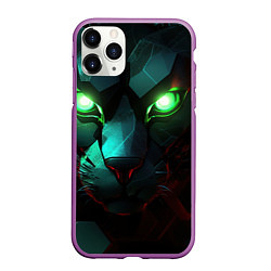 Чехол iPhone 11 Pro матовый Cat cyberpunk, цвет: 3D-фиолетовый