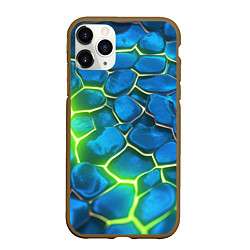 Чехол iPhone 11 Pro матовый Green blue neon, цвет: 3D-коричневый