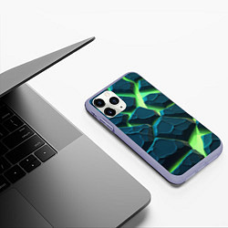 Чехол iPhone 11 Pro матовый Камни в неоне, цвет: 3D-светло-сиреневый — фото 2