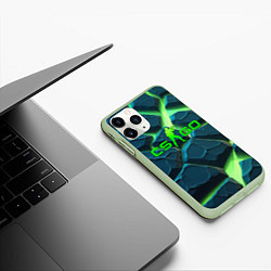 Чехол iPhone 11 Pro матовый CSGO разлом зеленых плит, цвет: 3D-салатовый — фото 2