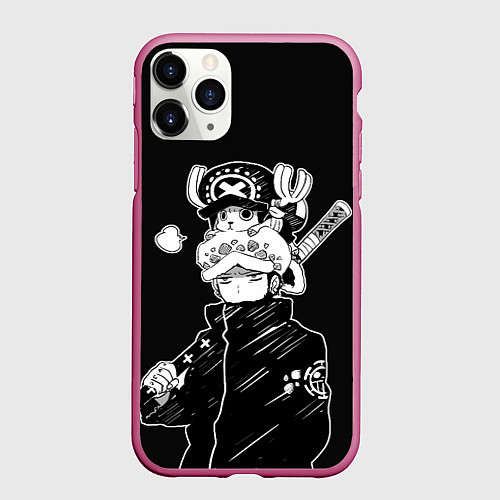 Чехол iPhone 11 Pro матовый Трафальгар и Чоппер - Ван пис / 3D-Малиновый – фото 1
