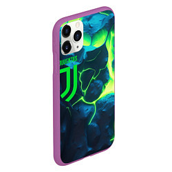 Чехол iPhone 11 Pro матовый Juventus green neon, цвет: 3D-фиолетовый — фото 2