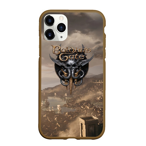 Чехол iPhone 11 Pro матовый Baldurs Gate 3 Logo / 3D-Коричневый – фото 1