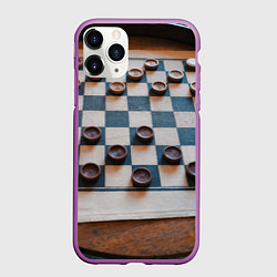 Чехол iPhone 11 Pro матовый Шашки, цвет: 3D-фиолетовый