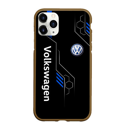 Чехол iPhone 11 Pro матовый Volkswagen - blue technology / 3D-Коричневый – фото 1