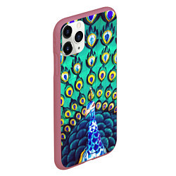 Чехол iPhone 11 Pro матовый Павлин во всей красе, цвет: 3D-малиновый — фото 2