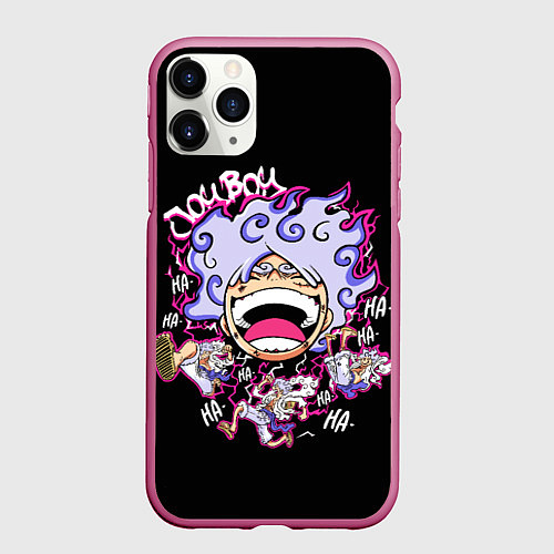 Чехол iPhone 11 Pro матовый Веселый 5 Гир Луффи / 3D-Малиновый – фото 1