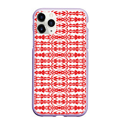 Чехол iPhone 11 Pro матовый Красно-белый батик, цвет: 3D-светло-сиреневый
