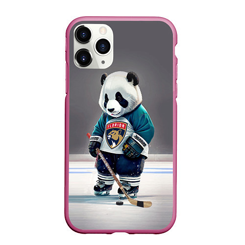 Чехол iPhone 11 Pro матовый Panda striker of the Florida Panthers / 3D-Малиновый – фото 1