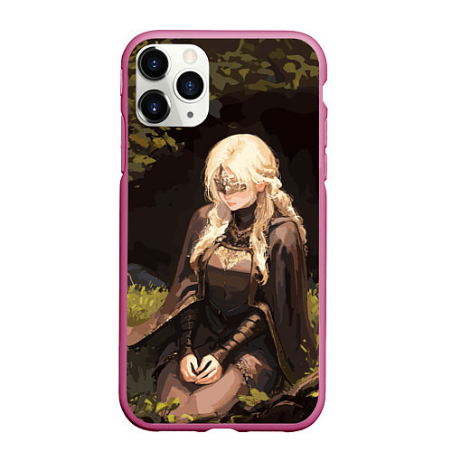 Чехол iPhone 11 Pro матовый Fire keeper - Dark souls 3 / 3D-Малиновый – фото 1