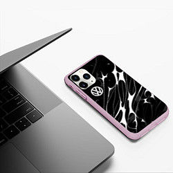 Чехол iPhone 11 Pro матовый Volkswagen - острые линии, цвет: 3D-розовый — фото 2