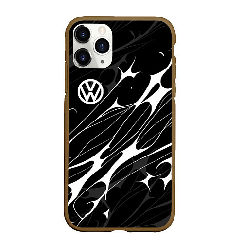 Чехол iPhone 11 Pro матовый Volkswagen - острые линии / 3D-Коричневый – фото 1