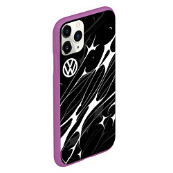 Чехол iPhone 11 Pro матовый Volkswagen - острые линии, цвет: 3D-фиолетовый — фото 2