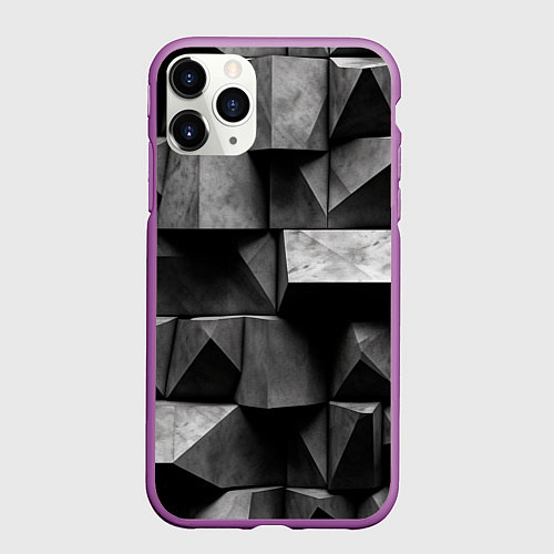 Чехол iPhone 11 Pro матовый Обман зрения и каменные плиты / 3D-Фиолетовый – фото 1