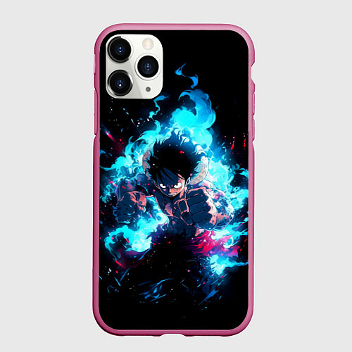Чехол iPhone 11 Pro матовый Луффи в ярости / 3D-Малиновый – фото 1