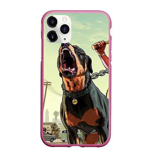 Чехол iPhone 11 Pro матовый Собака из GTA / 3D-Малиновый – фото 1