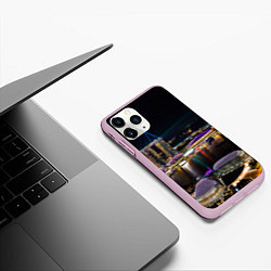 Чехол iPhone 11 Pro матовый Ночной город красочный, цвет: 3D-розовый — фото 2