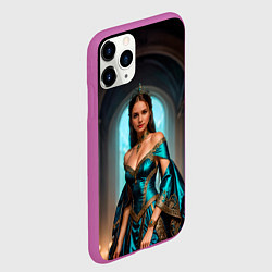 Чехол iPhone 11 Pro матовый Девушка принцесса в бирюзовом платье с драгоценнос, цвет: 3D-фиолетовый — фото 2