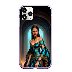 Чехол iPhone 11 Pro матовый Девушка принцесса в бирюзовом платье с драгоценнос, цвет: 3D-светло-сиреневый