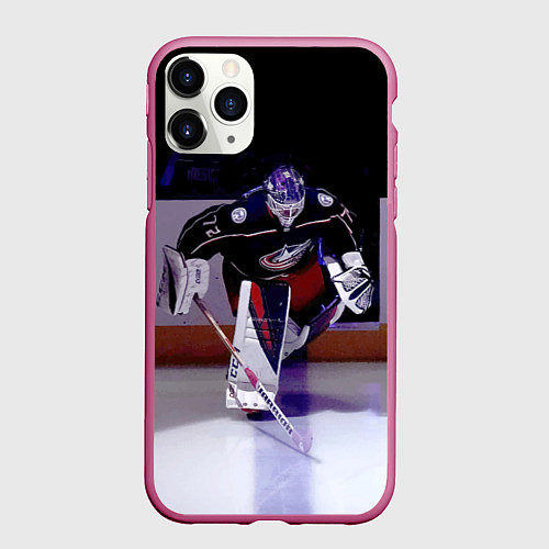 Чехол iPhone 11 Pro матовый Sergey Bobrovsky - goalkeeper - Columbus blue jack / 3D-Малиновый – фото 1