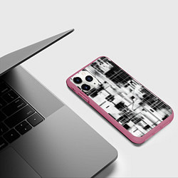 Чехол iPhone 11 Pro матовый Кибер Сетка гранж, цвет: 3D-малиновый — фото 2