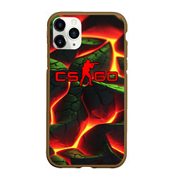 Чехол iPhone 11 Pro матовый CSGO зеленые плиты и лава
