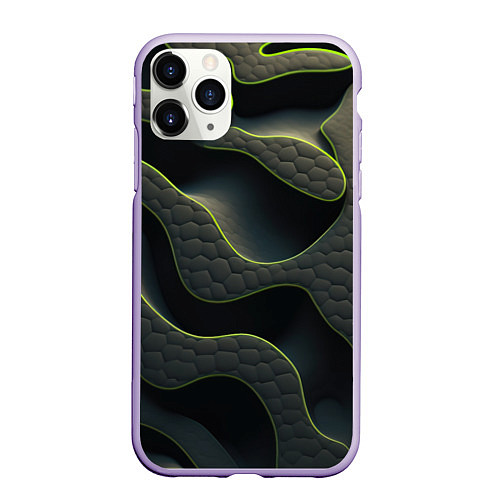 Чехол iPhone 11 Pro матовый Объемная темная текстура / 3D-Светло-сиреневый – фото 1