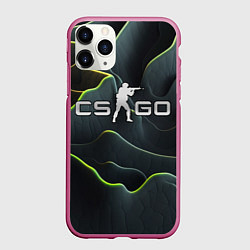 Чехол iPhone 11 Pro матовый CSGO green dark texture, цвет: 3D-малиновый