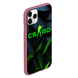 Чехол iPhone 11 Pro матовый CSGO green texture logo, цвет: 3D-малиновый — фото 2