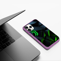 Чехол iPhone 11 Pro матовый Juventus black green logo, цвет: 3D-фиолетовый — фото 2