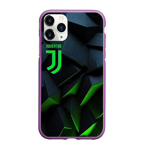 Чехол iPhone 11 Pro матовый Juventus black green logo / 3D-Фиолетовый – фото 1