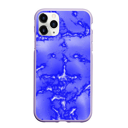 Чехол iPhone 11 Pro матовый Темно-синий мотив / 3D-Светло-сиреневый – фото 1