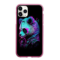 Чехол iPhone 11 Pro матовый Панда киберпанк, цвет: 3D-малиновый