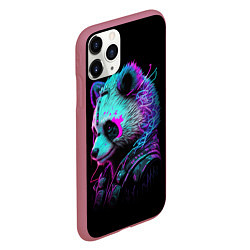 Чехол iPhone 11 Pro матовый Панда киберпанк, цвет: 3D-малиновый — фото 2