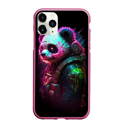 Чехол iPhone 11 Pro матовый Cyberpunk panda, цвет: 3D-малиновый