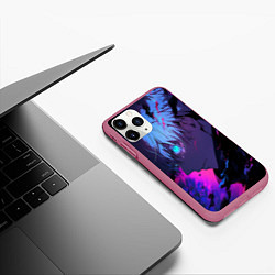 Чехол iPhone 11 Pro матовый Сатору Годжо - Магическая битва - неон, цвет: 3D-малиновый — фото 2