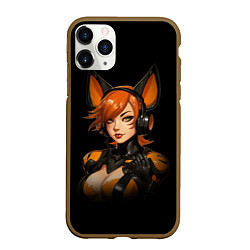 Чехол iPhone 11 Pro матовый Девушка лисица геймер, цвет: 3D-коричневый