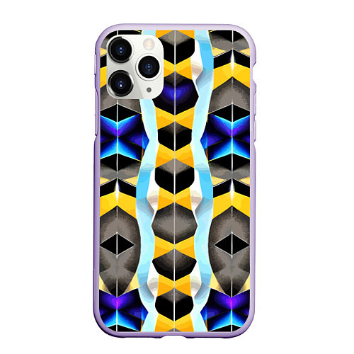 Чехол iPhone 11 Pro матовый Vanguard geometric pattern - neural network / 3D-Светло-сиреневый – фото 1