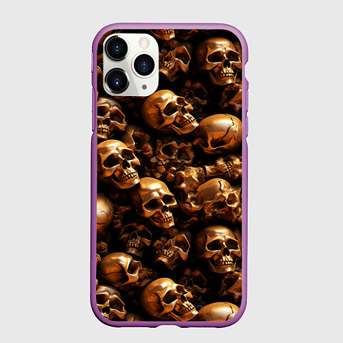 Чехол iPhone 11 Pro матовый Медные черепа / 3D-Фиолетовый – фото 1