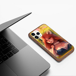 Чехол iPhone 11 Pro матовый Девушка лисица в осеннем лесу, цвет: 3D-коричневый — фото 2