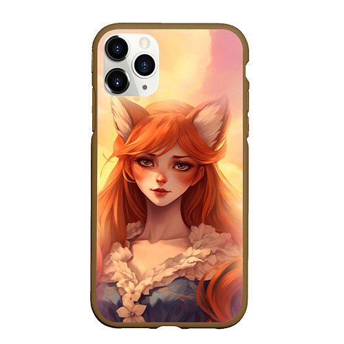 Чехол iPhone 11 Pro матовый Рыжая девушка лисица / 3D-Коричневый – фото 1