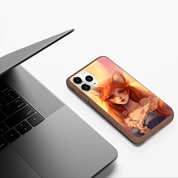 Чехол iPhone 11 Pro матовый Рыжая девушка лисица, цвет: 3D-коричневый — фото 2