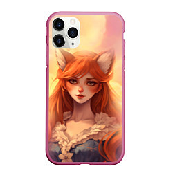 Чехол iPhone 11 Pro матовый Рыжая девушка лисица