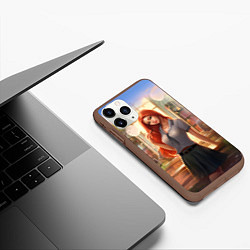 Чехол iPhone 11 Pro матовый Девушка лисица ученица, цвет: 3D-коричневый — фото 2