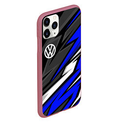 Чехол iPhone 11 Pro матовый Volkswagen - Синяя абстракция, цвет: 3D-малиновый — фото 2