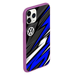 Чехол iPhone 11 Pro матовый Volkswagen - Синяя абстракция, цвет: 3D-фиолетовый — фото 2