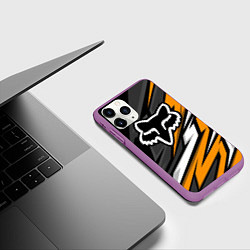 Чехол iPhone 11 Pro матовый Fox motocross racing - orange, цвет: 3D-фиолетовый — фото 2