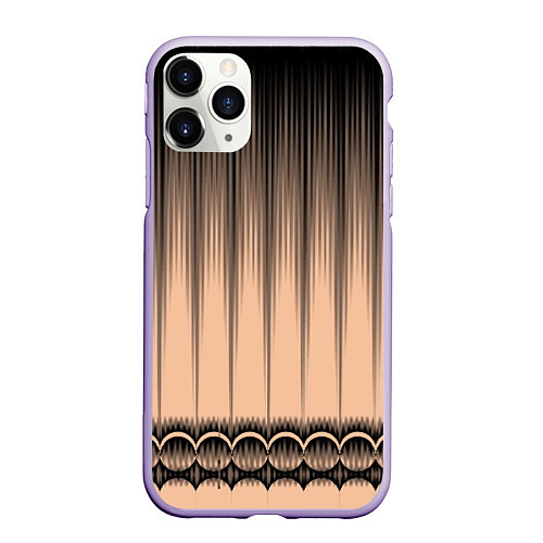 Чехол iPhone 11 Pro матовый Персиковый полосатый градиент / 3D-Светло-сиреневый – фото 1